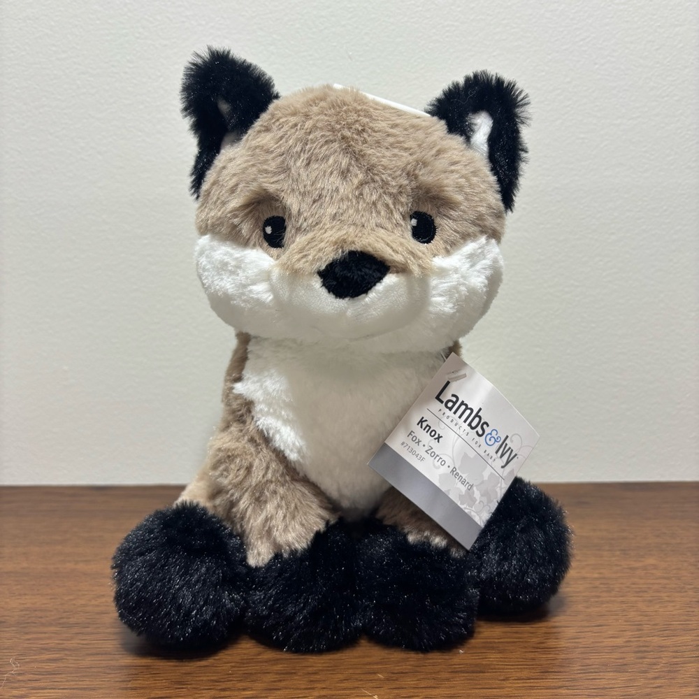 Lambs & Ivy Knox Brown, Black, White Stuffed Fox Plush